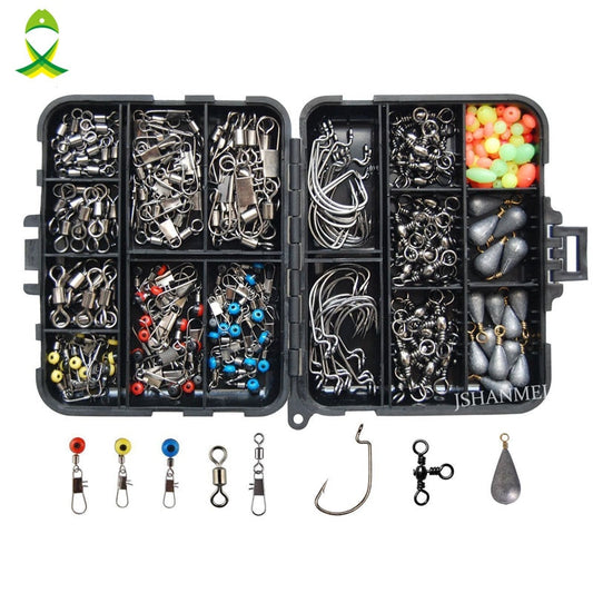 Pro Angler 160pc Fishing Accessories Kit – High-Carbon Steel Hooks, Swivels, & Weights