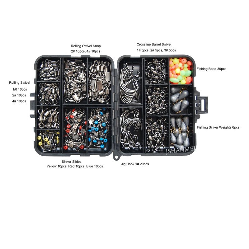 Pro Angler 160pc Fishing Accessories Kit – High-Carbon Steel Hooks, Swivels, & Weights